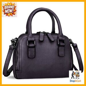 Genuine Leather Satchel Handbag Vintage Retro Top Handle Shoulder Bag